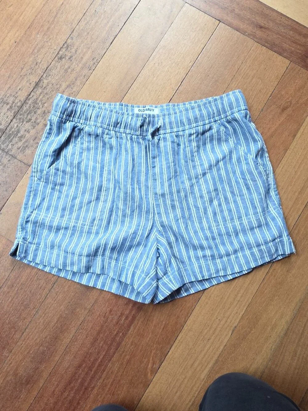 Old Navy Girls Blue/White Striped Linen Shorts Size XL (14-16)